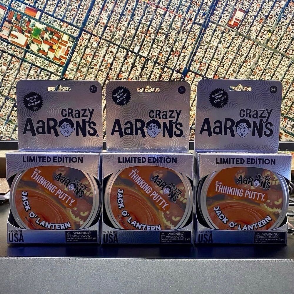 Crazy Aaron's Thinking Putty Jack O Lantern Limited Edition Glow Lot Of 3